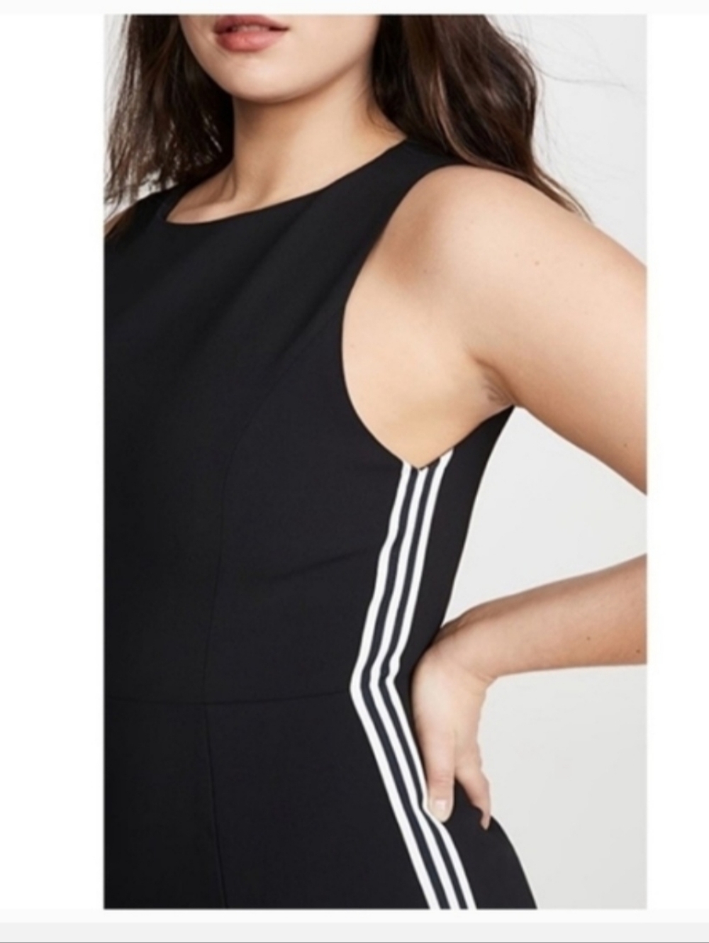 Alice + Olivia lindysey Black crew neck Mini Dress with White Stripes Size 10 - Picture 14 of 16